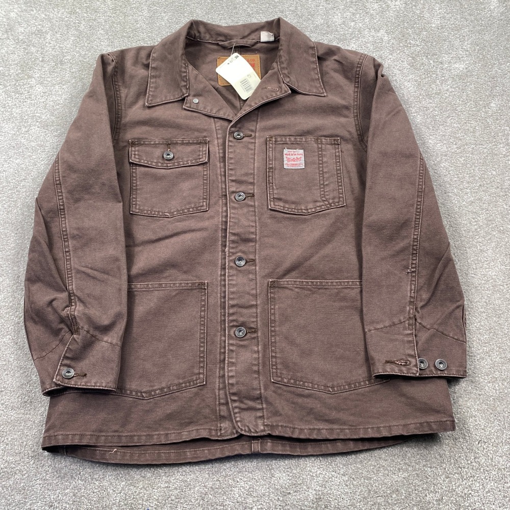 Levis Chore Coat Mens Small Brown Canvas Multi Pocket Workwear Jacket